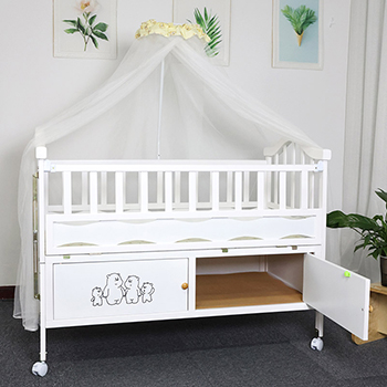 Adjustable Eco Baby Wood Crib With Drawers