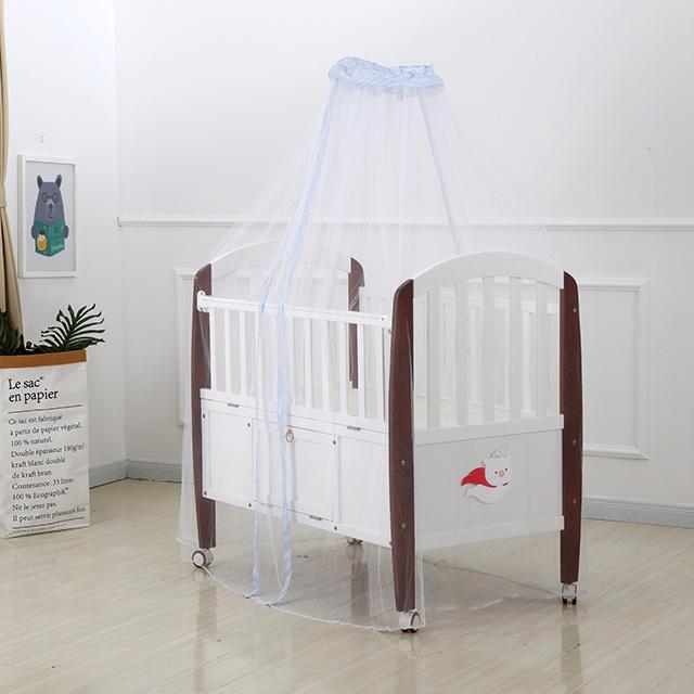Modern White and Maroon Baby Wood Crib