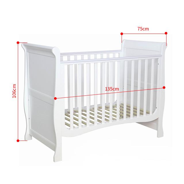 White Wooden Baby Sleigh Cot provider