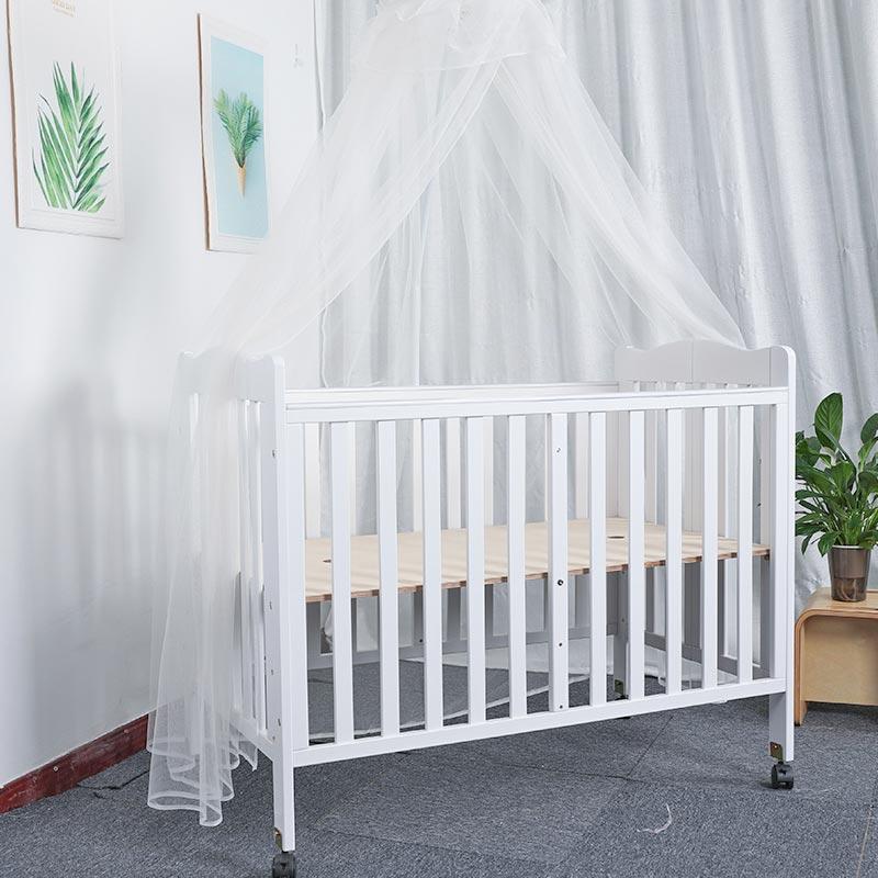 Foldable Baby Wood Crib With Wheels