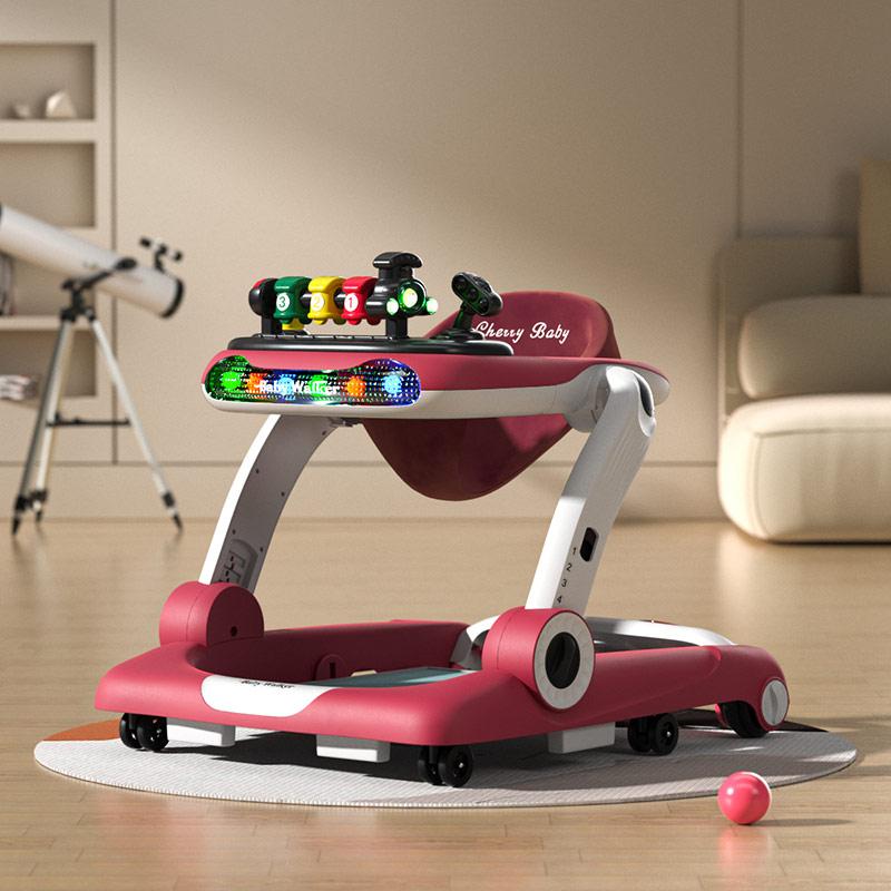 Adjustable Baby Walker With Train Toy Tray